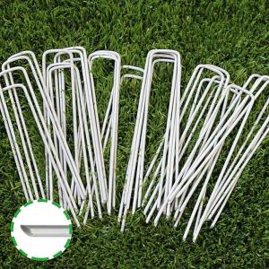 6 Inch Garden Stakes Galvanized Landscape Staples, U-Type Turf Staples for Artificial Grass, Rust Proof Sod Pins Stakes for Securing Fences Weed Barrier, Outdoor Wires Cords Tents Tarps (100 pcs)(100 Pcs)