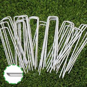 6 Inch Garden Stakes Galvanized Landscape Staples, U-Type Turf Staples for Artificial Grass, Rust Proof Sod Pins Stakes for Securing Fences Weed Barrier, Outdoor Wires Cords Tents Tarps (100 pcs)(50 Pcs)