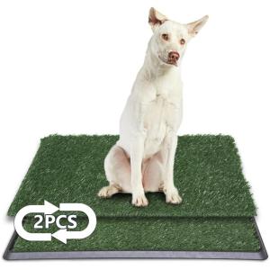 LITA Dog Grass Pad with Tray – Dog Litter Box with 2 Artificial Grass Pads – Potty Tray for Balcony Apartment Indoor Outdoor Use – 20×30 INCH(20*30 INCH)