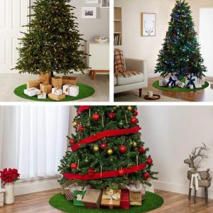 Christmas Tree Decoration, Artificial Grass Mat Round Shape, Realistic Synthetic Grass Indoor Outdoor Rug, Garden Lawn Landscape for Pets,Fake Faux Grass Rug with Drainage Holes, Diameter 4 FT(Diameter 13 FT)