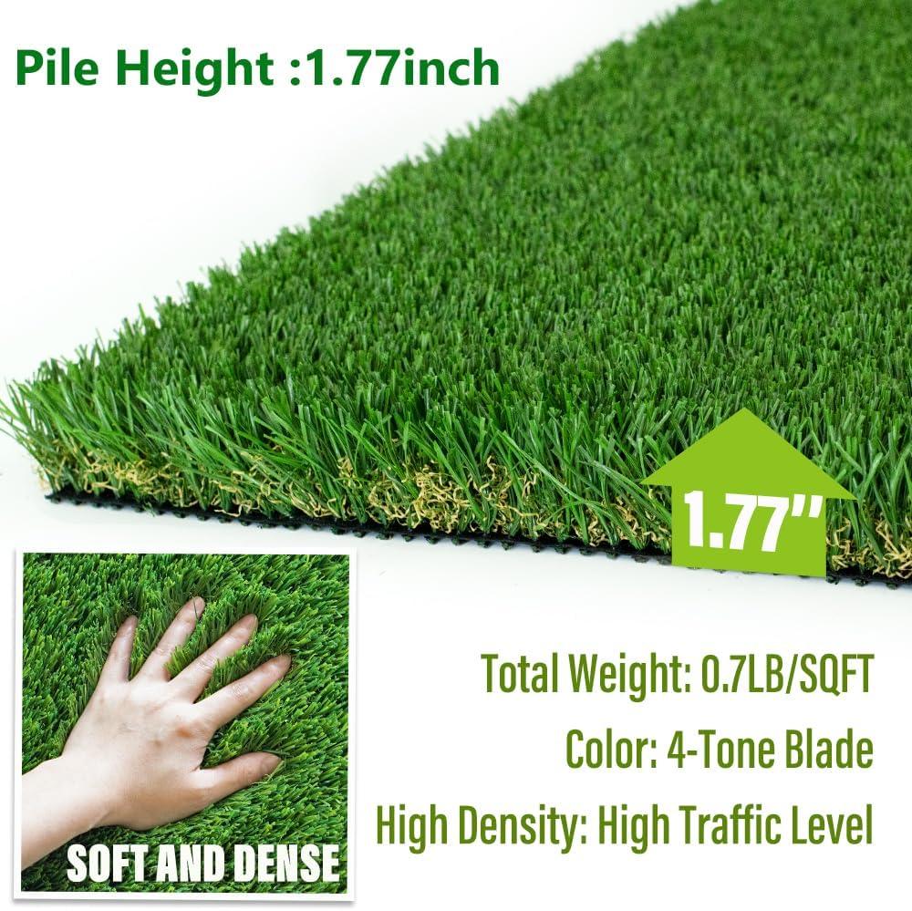 imageLITA 177 Inch Ultra Thick Artificial Grass Turf 10FTX14FT Durable PU Backing Luxurious Synthetic Grass IndoorOutdoor Garden Landscape Patio Fake Faux Grass Rug Mat
