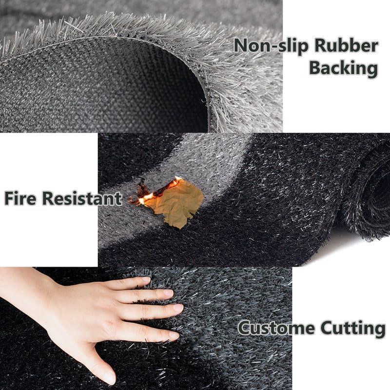 imageLITA Artificial Grass Outdoor Rug Artificial Turf Customized 8 x 10 Feet BlackGray Zebra Stripe Fake Grass 08quot Pile Height Astroturf Carpet Mat for Patio Balcony Pool Deck Playground Tennis