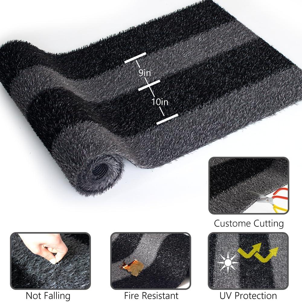 imageLITA Artificial Grass Outdoor Rug Artificial Turf Customized 8 x 10 Feet BlackGray Zebra Stripe Fake Grass 08quot Pile Height Astroturf Carpet Mat for Patio Balcony Pool Deck Playground Tennis