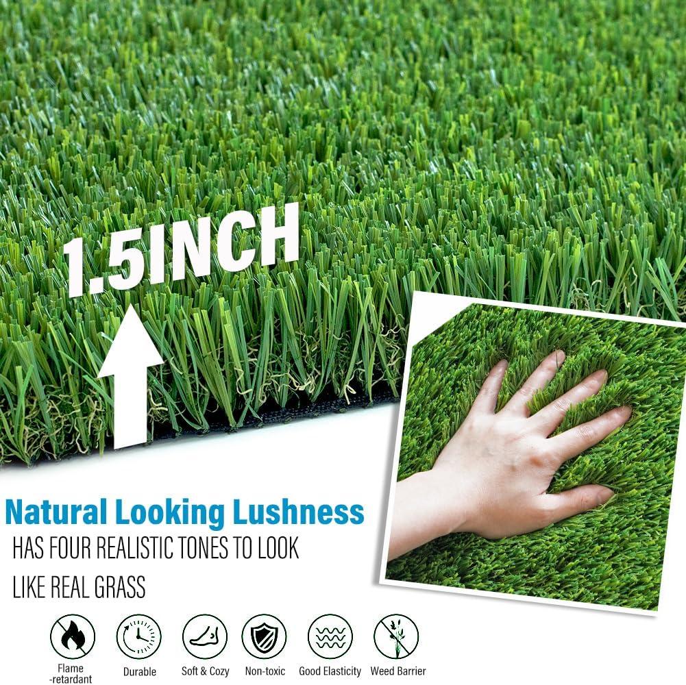 imageLITA Natural Thick Realistic Deluxe Artificial Grass Turf Customized Size 3 x 10 Feet 15quot Synthetic Lawn Perfect for IndoorOutdoor Garden Lawn Landscape Fake Grass Rug