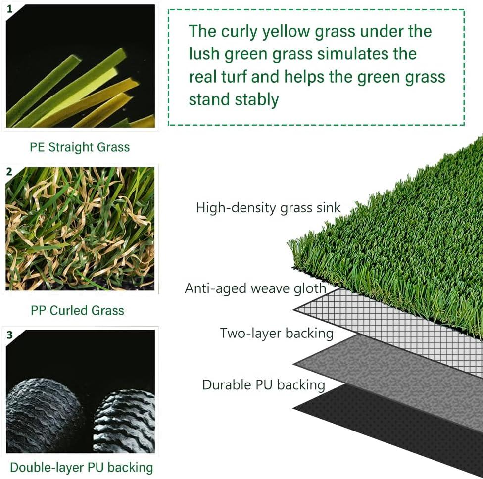imageLITA Natural Thick Realistic Deluxe Artificial Grass Turf Customized Size 3 x 10 Feet 15quot Synthetic Lawn Perfect for IndoorOutdoor Garden Lawn Landscape Fake Grass Rug