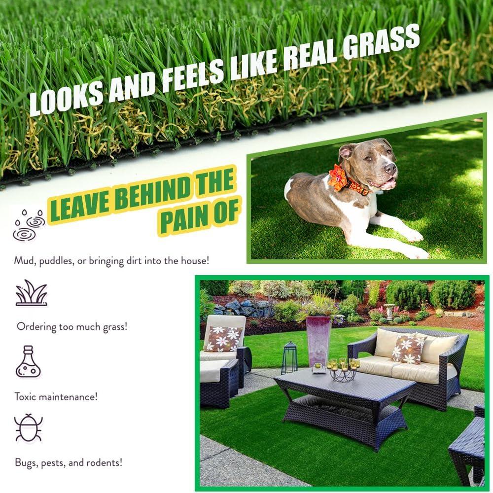 imageLITA 177 Inch Ultra Thick Artificial Grass Turf 15FTX20FT Durable PU Backing Luxurious Synthetic Grass IndoorOutdoor Garden Landscape Patio Fake Faux Grass Rug Mat