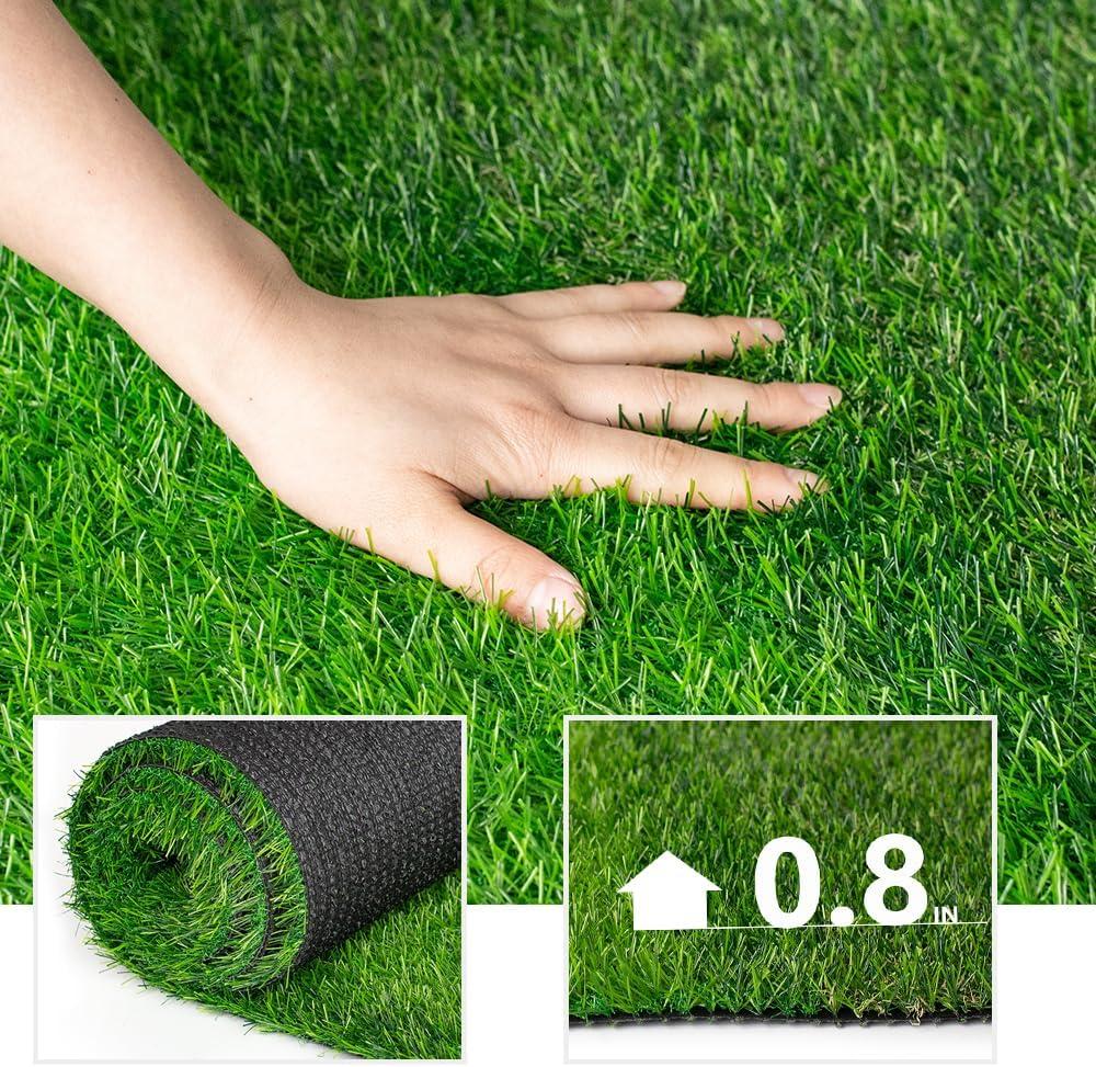 image:imageLITA Artificial Grass Rug Outdoor Artificial Turf 9FTX16FT Green Zebra Stripe Fake Grass Mat 08 Pile Height Astroturf Carpet for Patio Balcony Pool Deck Playground Tennis Lawn Customized Cuttable