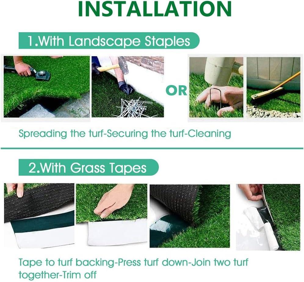 image:imageLITA Artificial Grass Rug Outdoor Artificial Turf 9FTX16FT Green Zebra Stripe Fake Grass Mat 08 Pile Height Astroturf Carpet for Patio Balcony Pool Deck Playground Tennis Lawn Customized Cuttable