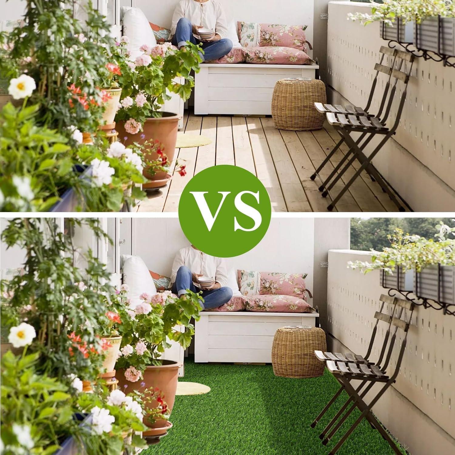 image:imageLITA Artificial Grass Turf 3 ft x 15 ft with Drainage 08 Inch Realistic Fake Grass Rug Indoor Outdoor Lawn Landscape for Garden Balcony Patio Synthetic Grass Mat for Dogs Customized