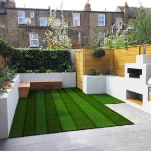 LITA Artificial Grass Rug Outdoor Artificial Turf 9FTX16FT Green Zebra Stripe Fake Grass Mat, 0.8″ Pile Height Astroturf Carpet for Patio Balcony Pool Deck Playground Tennis Lawn, Customized Cuttable