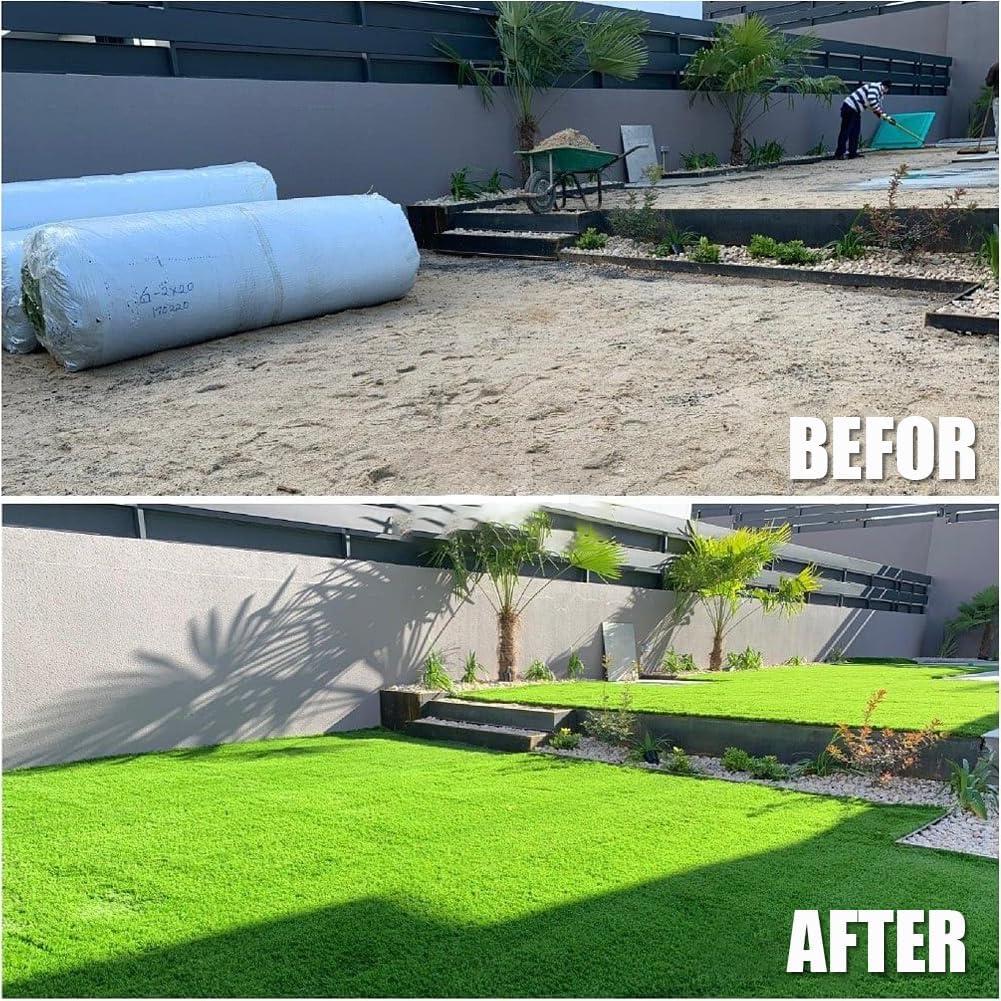image:imageLITA Thick Artificial Grass Turf 8x12FT 177 Inch Realistic Fake Grass Rug with Drainage Customizable with Extra Large Size Perfect for Indoor and Outdoor Use Synthetic Grass Mat for Dogs