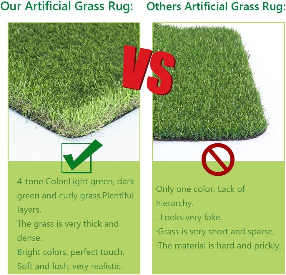image:imageLITA Thick Artificial Grass Turf 8x12FT 177 Inch Realistic Fake Grass Rug with Drainage Customizable with Extra Large Size Perfect for Indoor and Outdoor Use Synthetic Grass Mat for Dogs