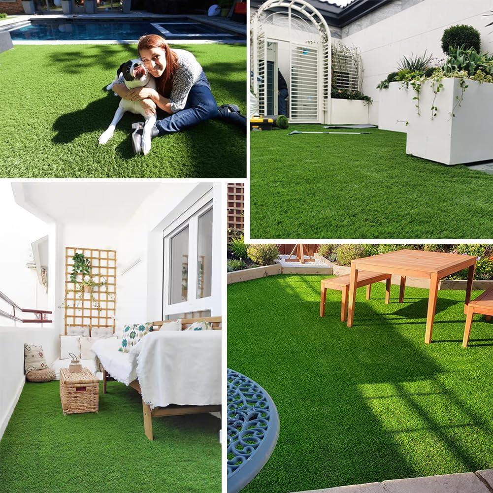 image:imageLITA Thick Artificial Grass Turf 8x12FT 177 Inch Realistic Fake Grass Rug with Drainage Customizable with Extra Large Size Perfect for Indoor and Outdoor Use Synthetic Grass Mat for Dogs