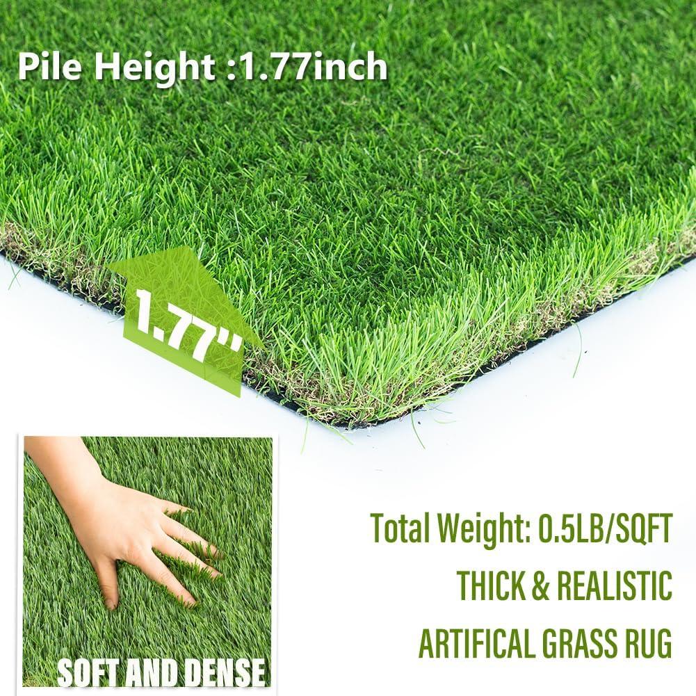 image:imageLITA Thick Artificial Grass Turf 8x12FT 177 Inch Realistic Fake Grass Rug with Drainage Customizable with Extra Large Size Perfect for Indoor and Outdoor Use Synthetic Grass Mat for Dogs