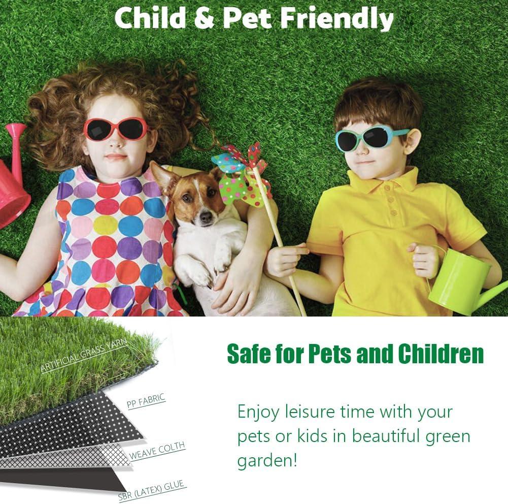 image:imageLITA Thick Artificial Grass Turf 8x12FT 177 Inch Realistic Fake Grass Rug with Drainage Customizable with Extra Large Size Perfect for Indoor and Outdoor Use Synthetic Grass Mat for Dogs