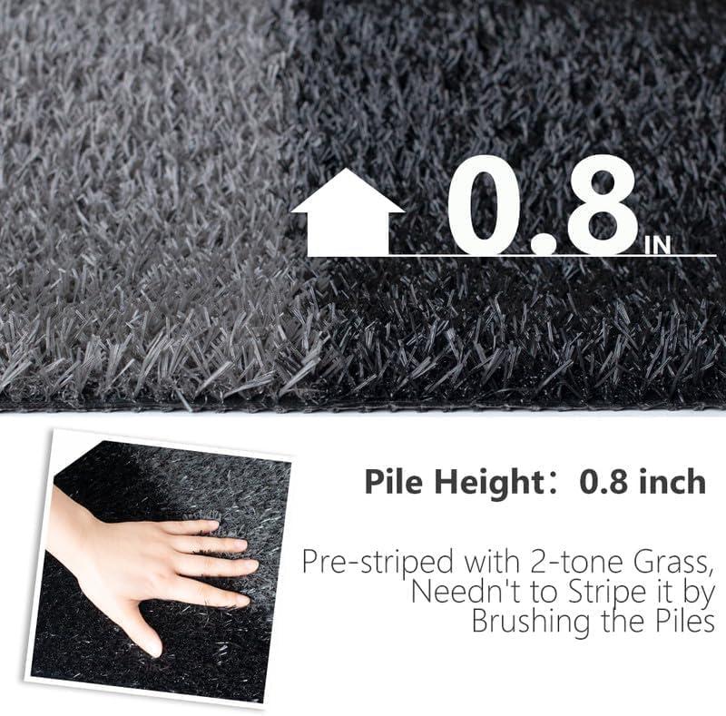 image:imageLITA Artificial Grass Outdoor Rug Artificial Turf Customized 6 x 8 Feet BlackGray Zebra Stripe Fake Grass 08 Pile Height Astroturf Carpet Mat for Patio Balcony Pool Deck Playground Tennis